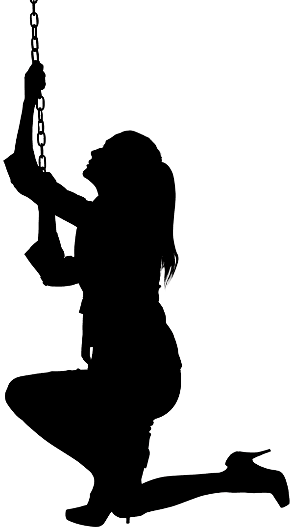 Silhouette of Woman Pulling Chain on Transparent Background