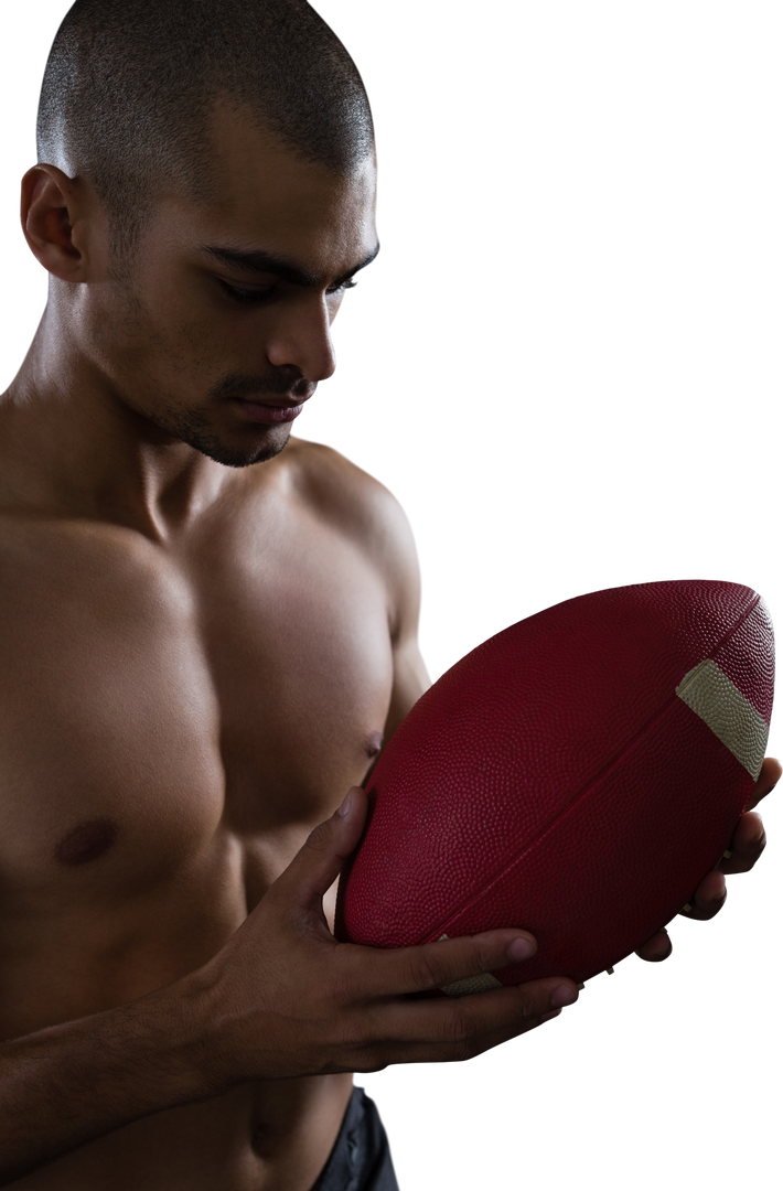 Shirtless American Football Player Holding Ball Transparen - Download Free Stock Images Pikwizard.com