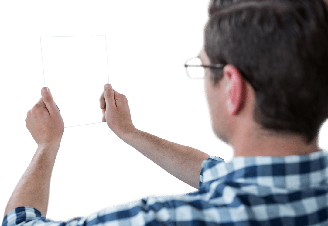 Transparent Tablet Future Technology Man Using