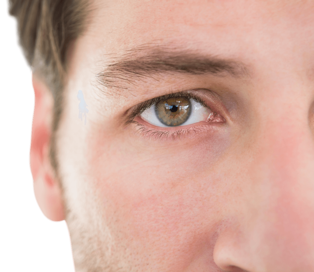 Close Up of Unscrmitting Man with Transparent Background