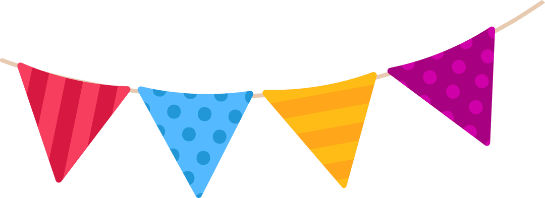 Colorful Pennant Banner Garland on Transparent Background