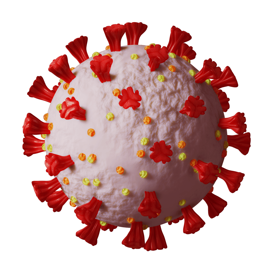 3D COVID-19 Virus Illustration with Spikes on Transparent Background