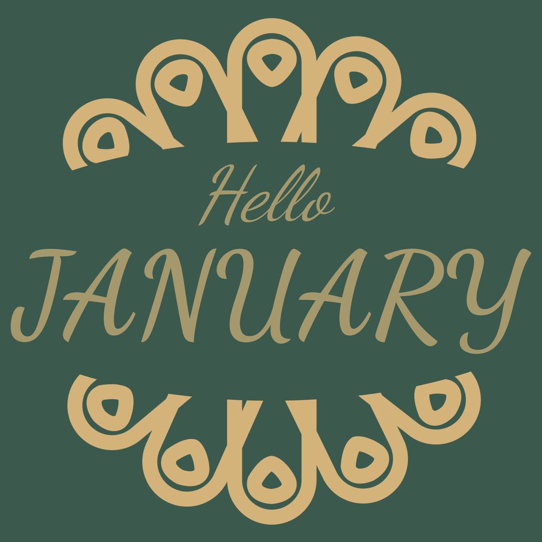 Elegant January Greeting with Symmetrical Golden Design