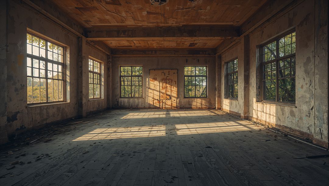 Sunlit Abandoned Room with Weathered Charm