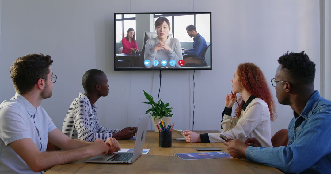 Multicultural Business Team in Virtual Meeting Environment