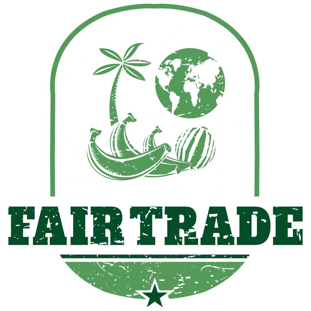 Green Globe and Bananas Fair Trade Badge on Transparent Background