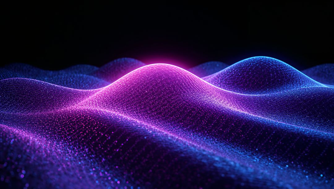 Abstract Neon Wave Mesh Undulating in Virtual Void