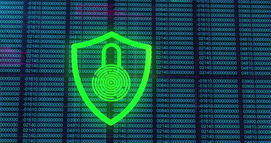 Digital Security Concept with Shield and Padlock Code Matrix