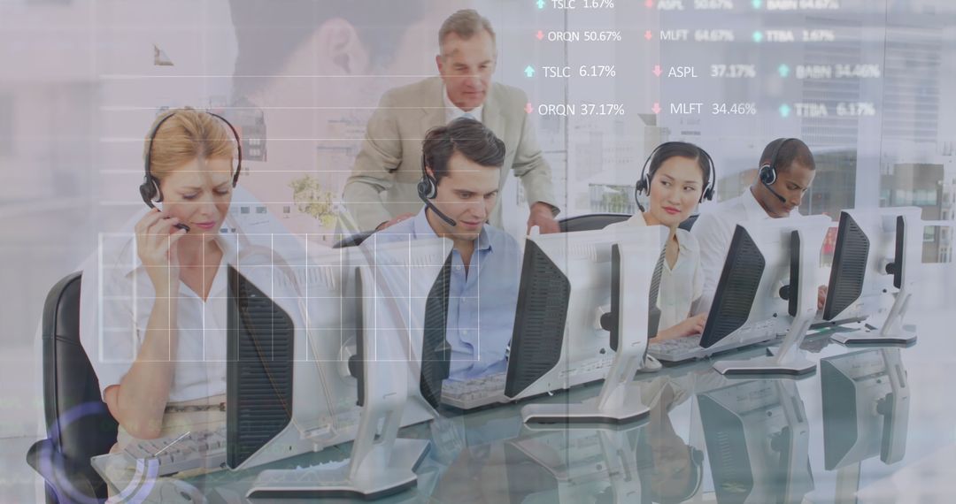 Diverse Business Team Engaged in Digital Data Processing