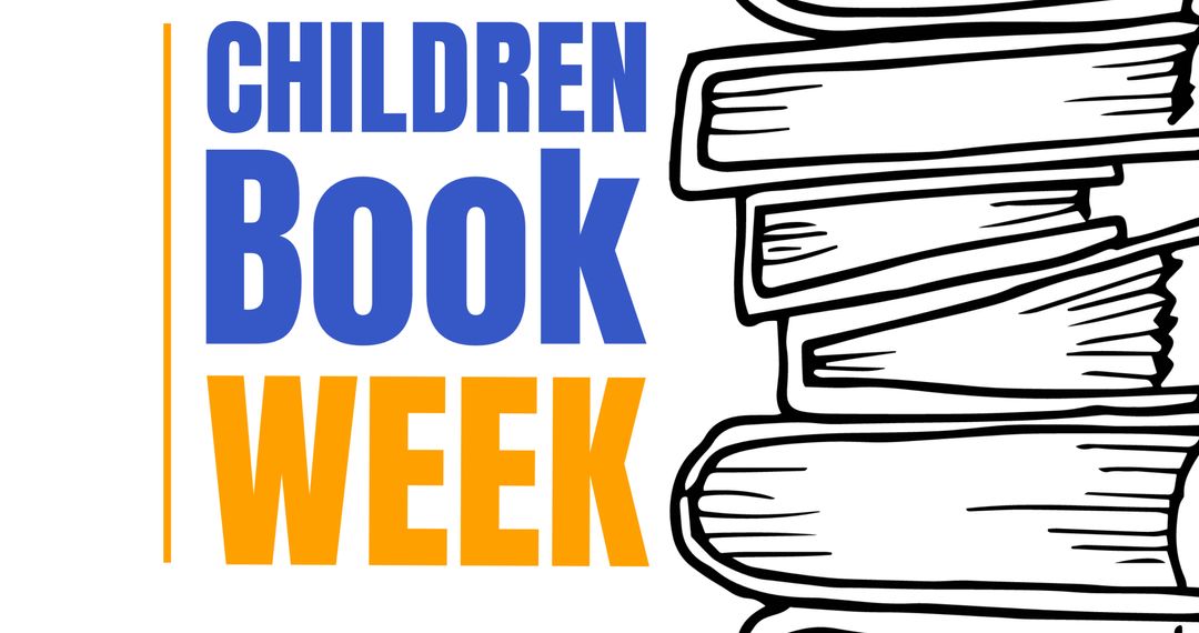 Children Book Week Banner with Stacked Books on White Background - Free Images, Stock Photos and Pictures on Pikwizard.com