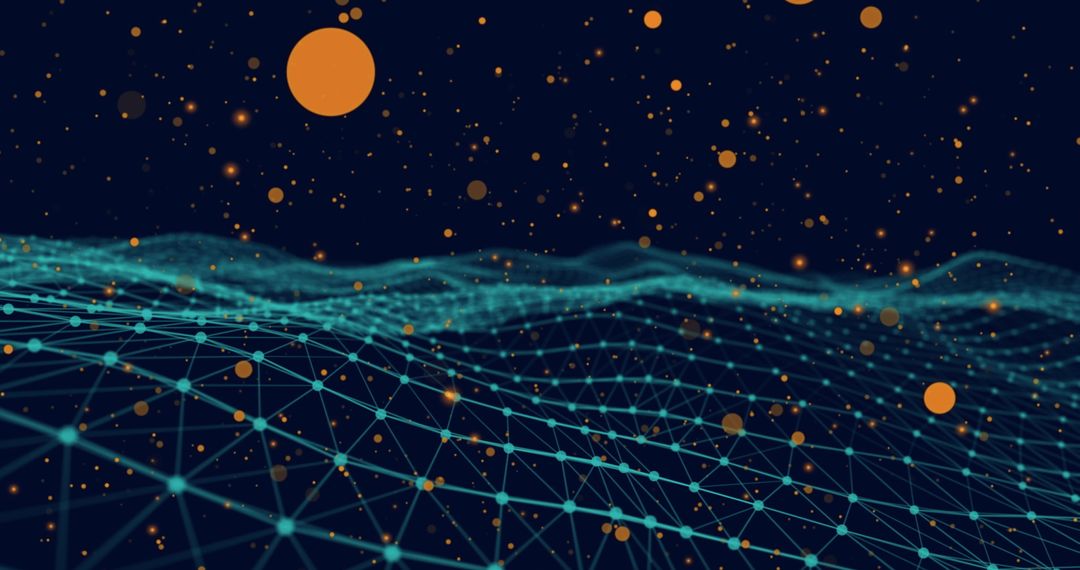 Abstract Yellow Lights Over Digital Wave Geometry