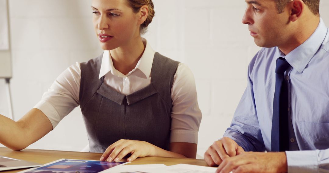 Focused Business Discussion with Documents in Professional Setting