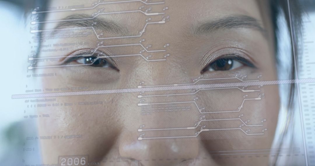 Woman Analyzing Digital Data Graphics