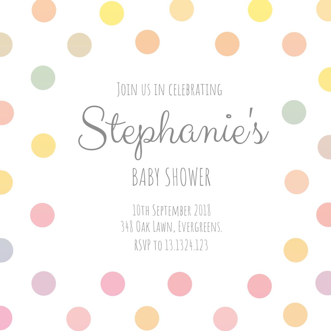 Pastel Polka Dots Baby Shower Invitation Template