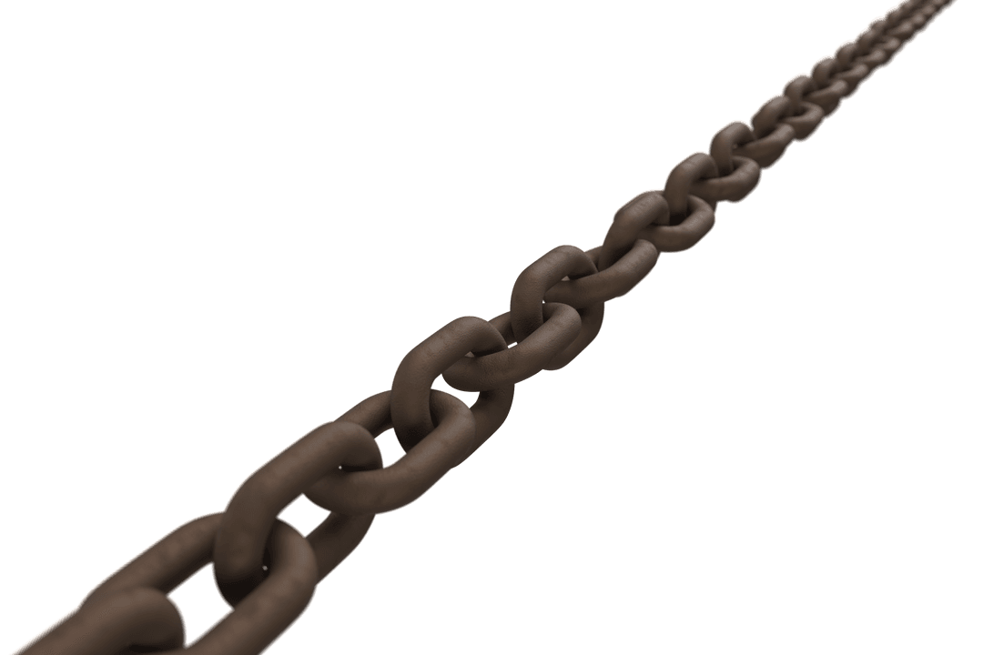Transparent 3D Illustration of Rusty Metallic Chain