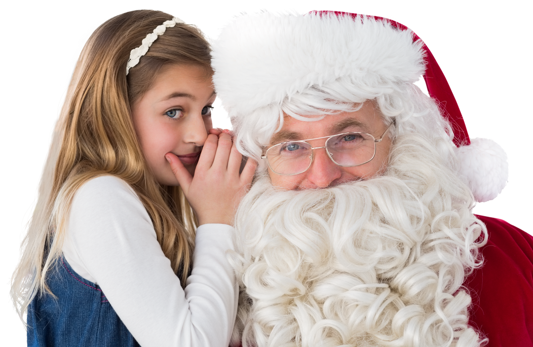 Transparent Santa Claus Listening to Little Girl's Secret, Christmas Celebration Concept - Download Free Stock Images Pikwizard.com