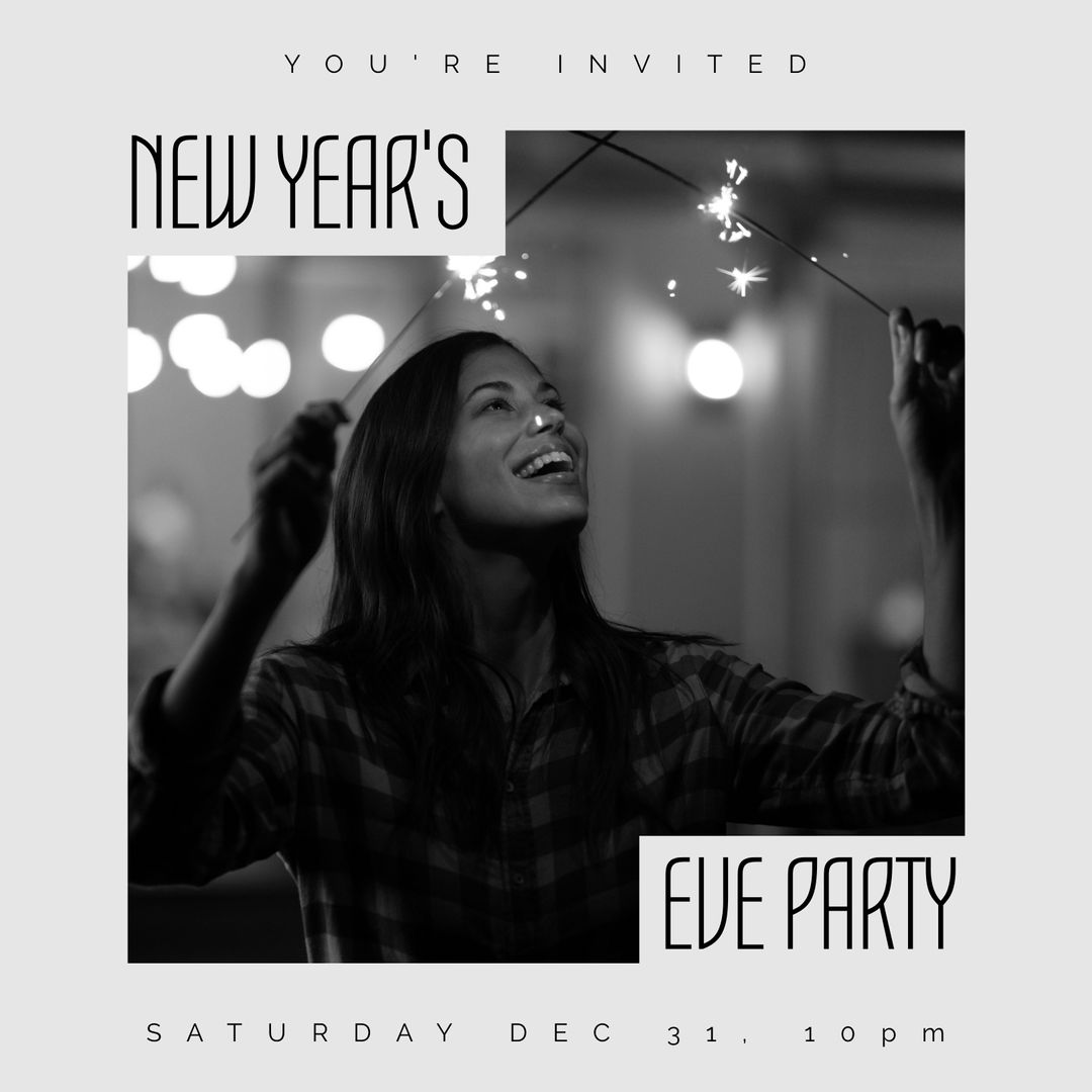 Joyous Celebration with Sparklers for New Year's Eve Invitation