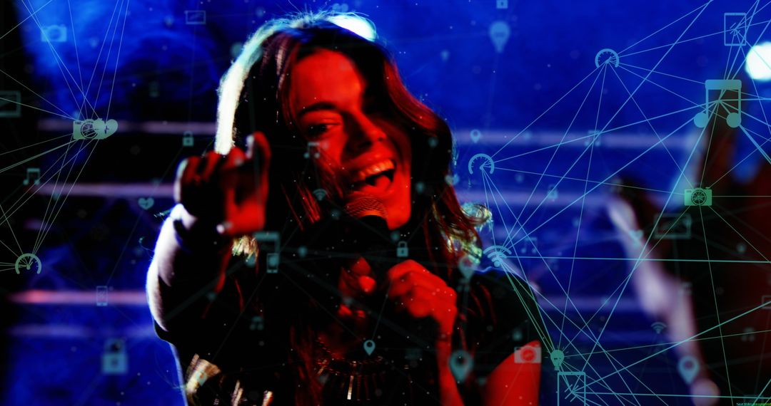 Electrifying Performance by Caucasian Female Singer with Digital Connections