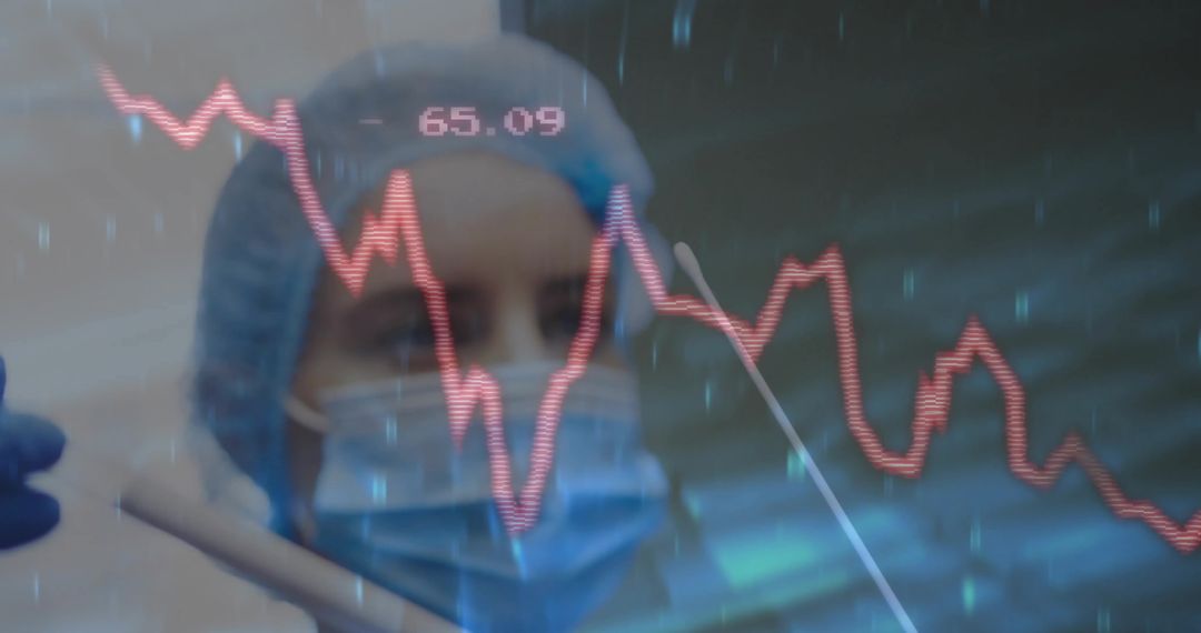 Healthcare Professional Analyzing Data with Medical Graph Overlay