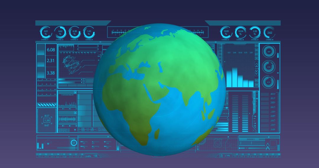 Futuristic Globe with Digital Data Interface for High-Tech Analysis