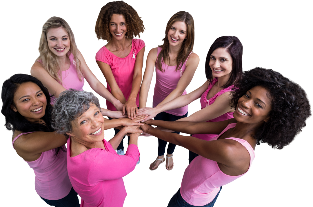 Diverse Women in Circle Supporting Breast Cancer Awareness on Transparent Background - Download Free Stock Images Pikwizard.com