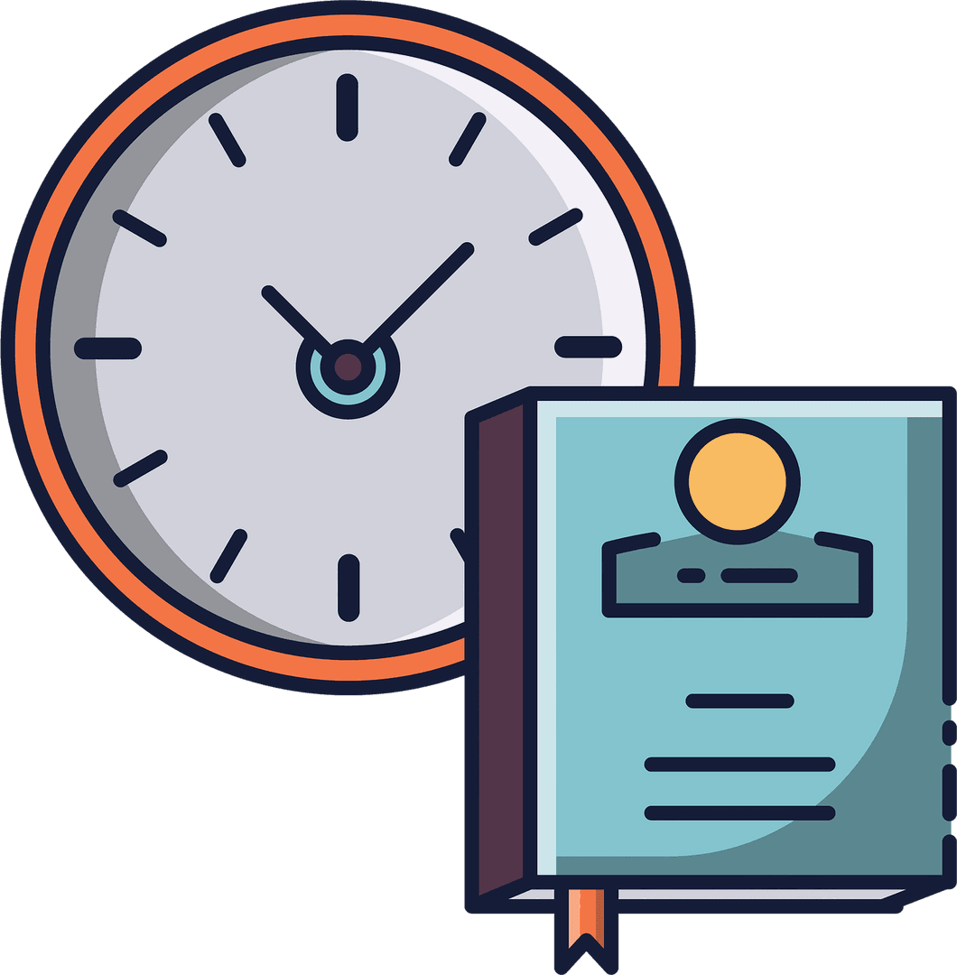 Vector Illustration Transparent Clock with Punch Card for Accountability