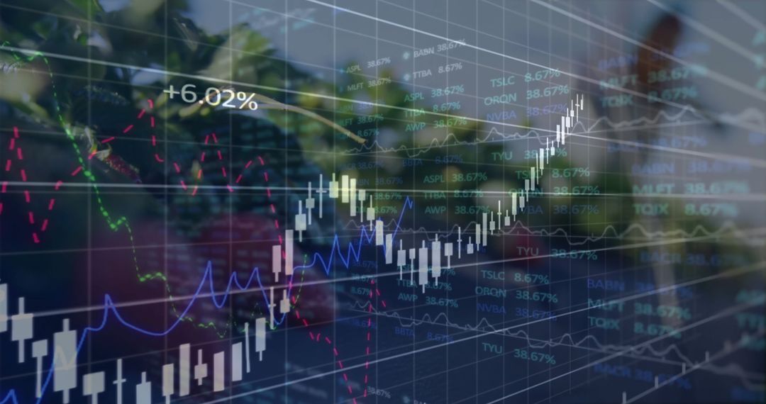 Innovative Financial Analytics Screen with Stock Chart on Glass