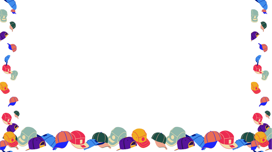 Colorful Baseball Caps Frame on Transparent Background