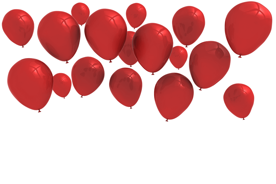 Floating Red Balloons on Transparent Background for Celebrations