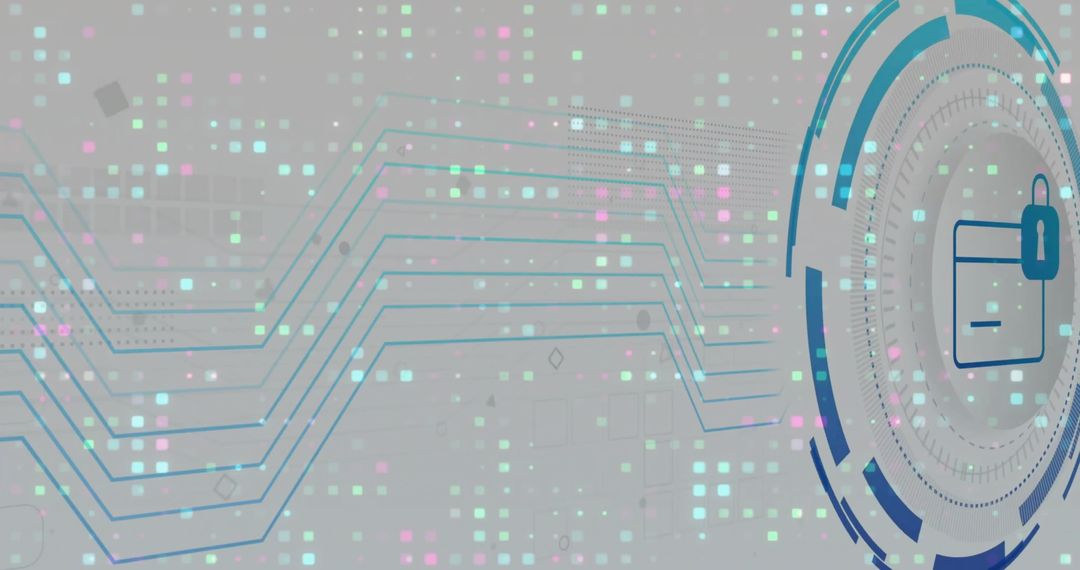 Digital Security Interface with Futuristic Padlock Icon