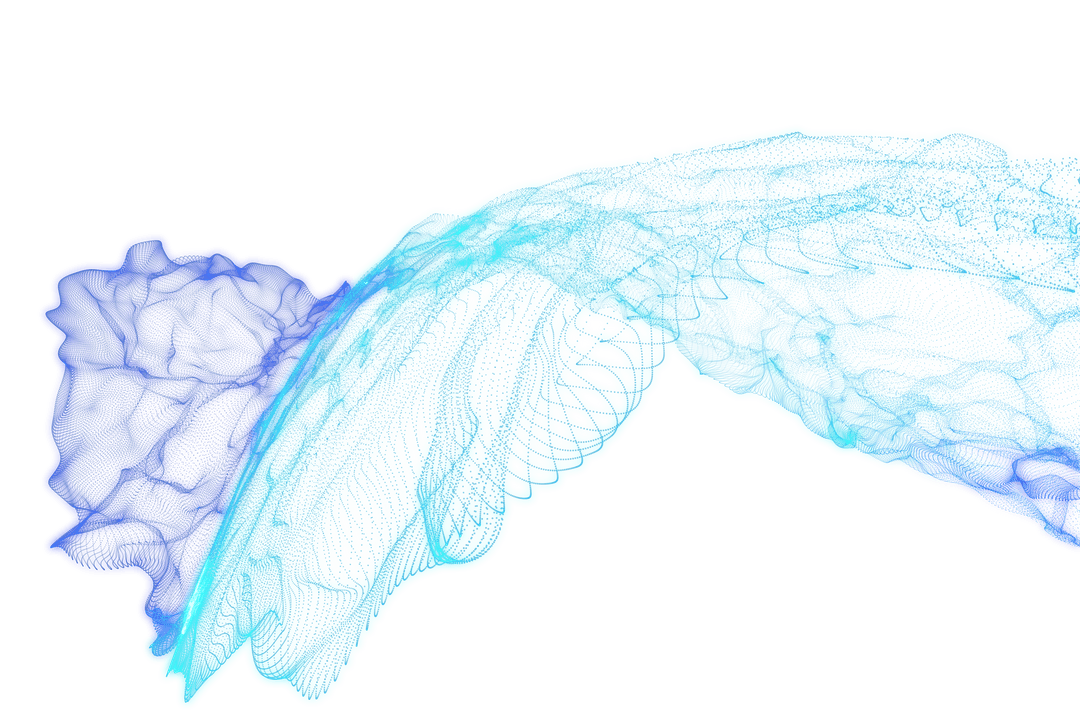 Vibrant Blue Abstract Smoke Shapes on Transparent Background