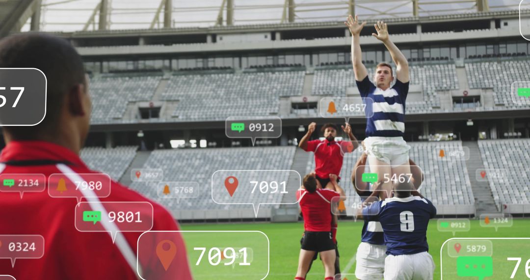 Rugby Lineout Competitive Spirit with AR Data Overlays