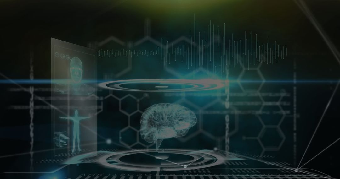 Futuristic Human Brain Interface with Data Overlay