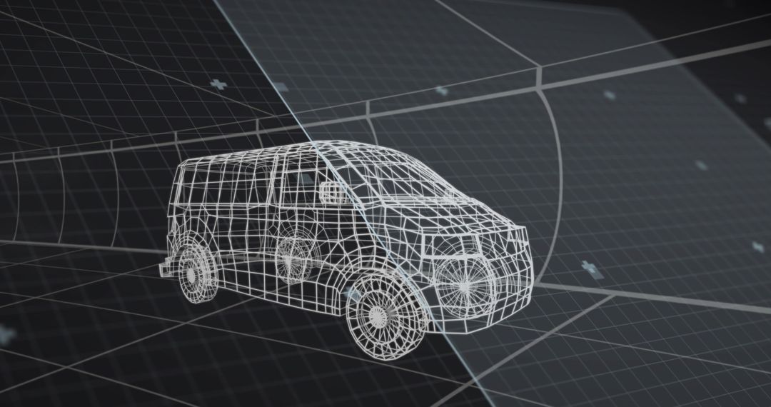 3D Wireframe Model of Van in Futuristic Design Studio