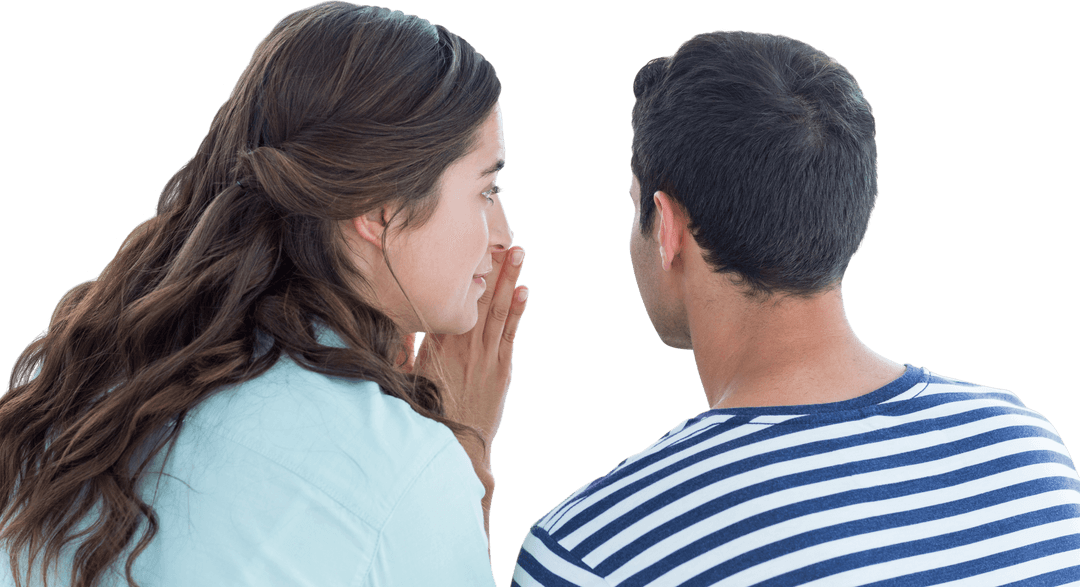 Transparent Multicultural Couple Whispering Interaction