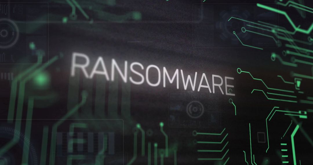 Ransomware Digital Concept with Circuit Design Overlay