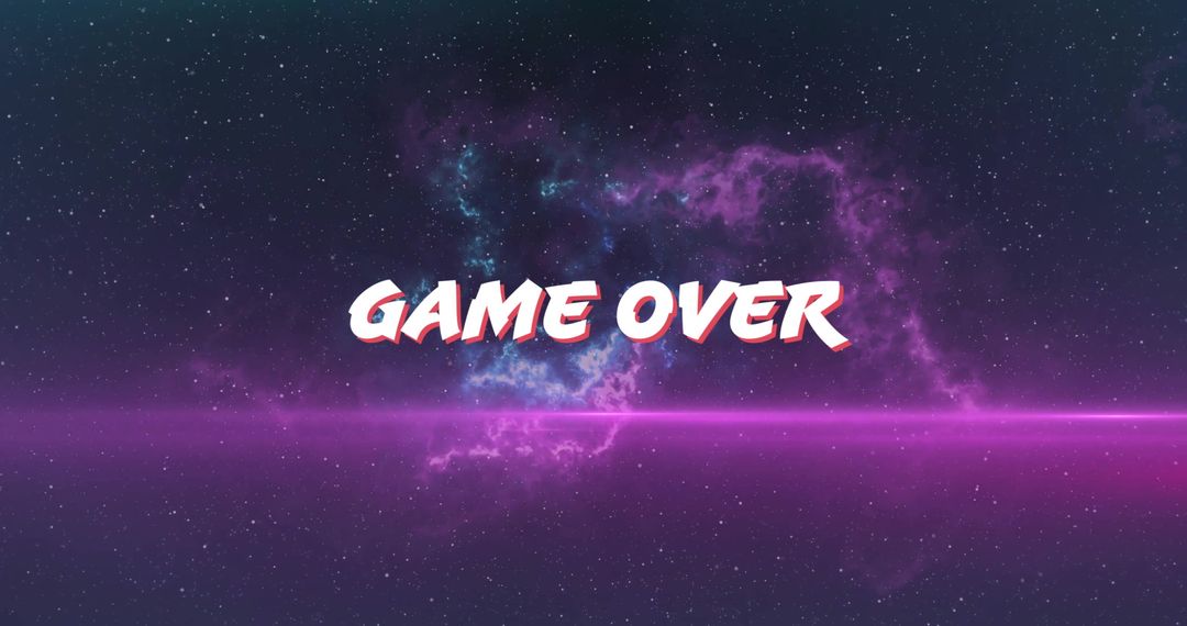 Futuristic Game Over Screen with Neon Cosmos Background