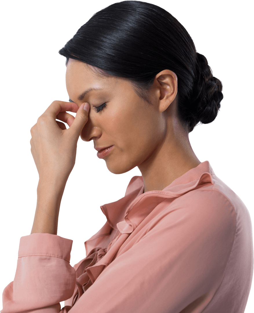 Transparent Profile of Worried Female in Business Attire