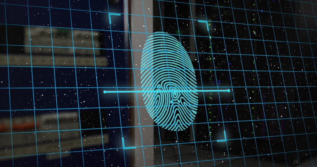Biometric Fingerprint Scanning on Futuristic Digital Interface