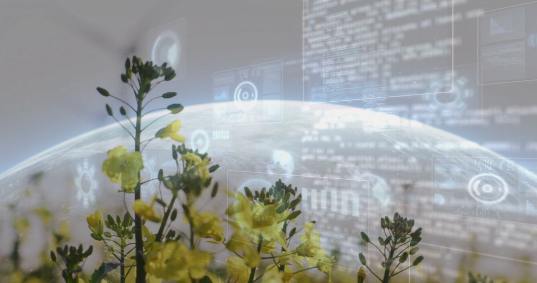 Futuristic Integration of Nature and Technology with Digital Interface