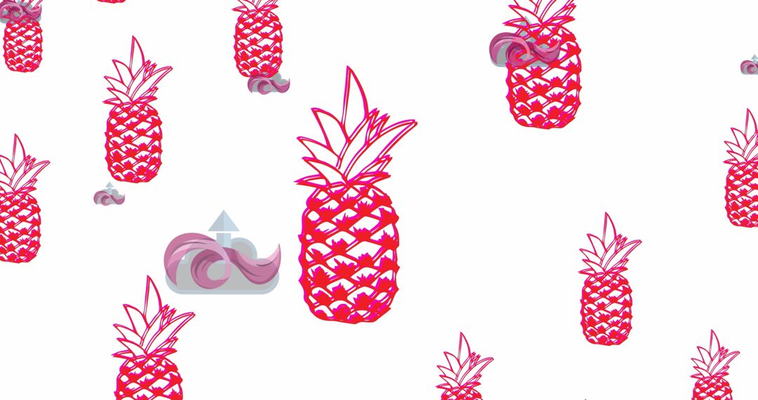 Fresh Pineapple Pattern with Modern Digital Elements