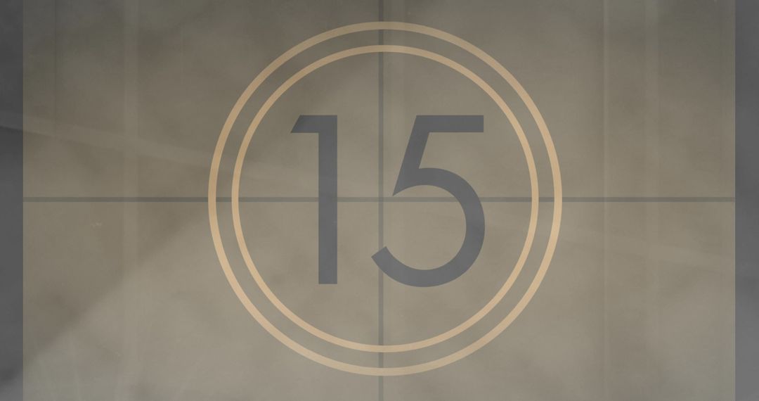 Retro Film Countdown Number 15 on Vintage Screen