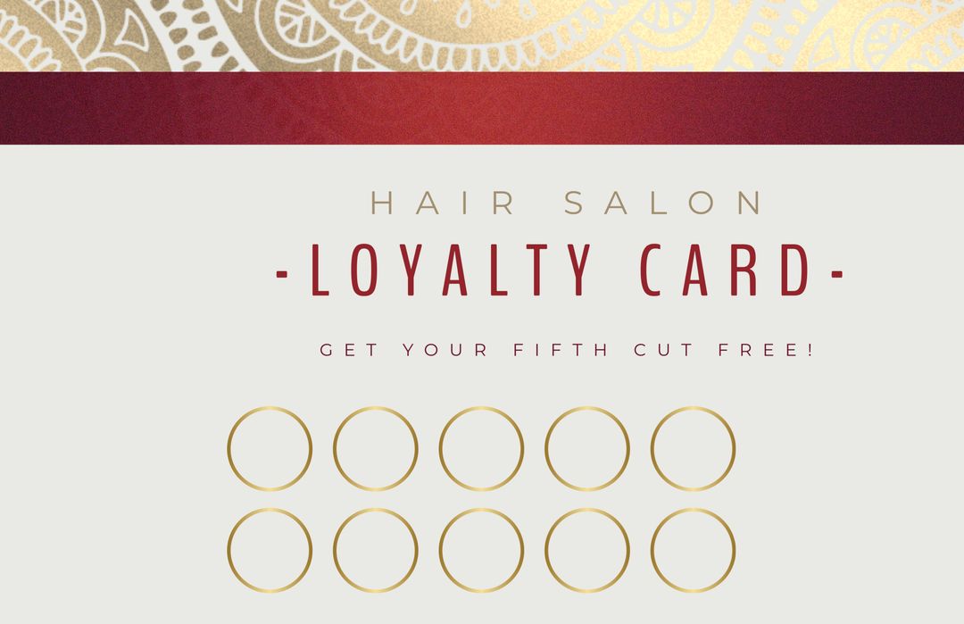 Sophisticated Hair Salon Loyalty Card Template with Oriental Patterns - Download Free Stock Templates Pikwizard.com