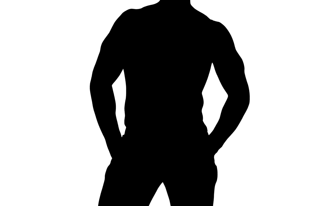 Male Silhouette Illustration in Casual Pose on Transparent Background