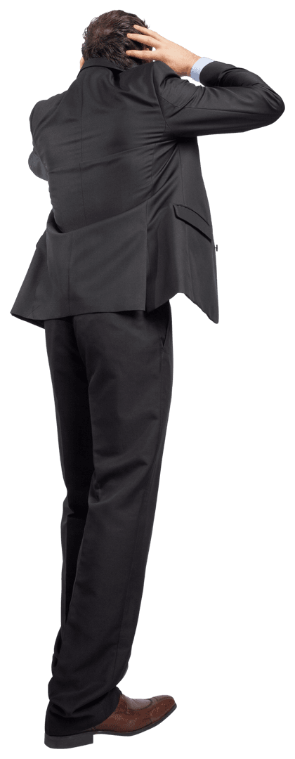 Stressed Businessman Holding Head in Transparent Background