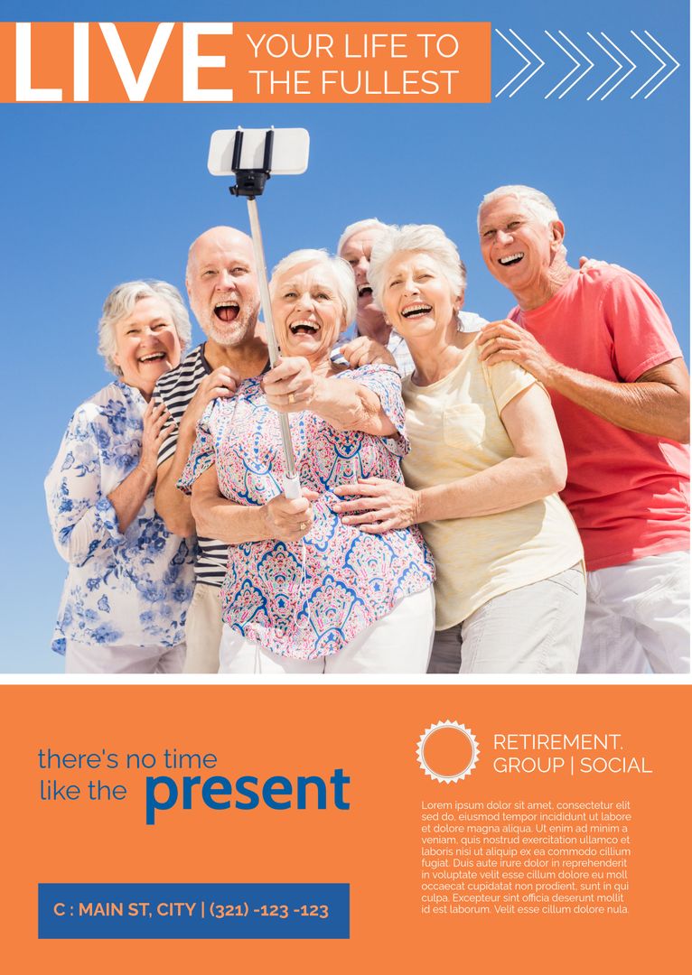 Joyful Senior Friends Capturing Moments with Selfie Outdoors