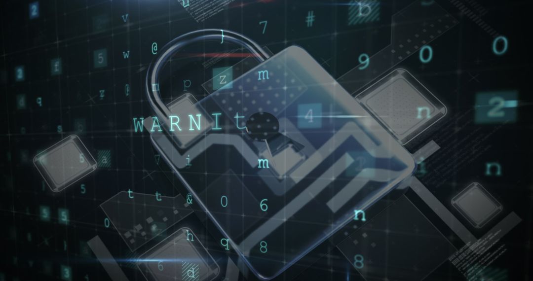 Digital Lock with Cybersecurity Symbols for Data Protection