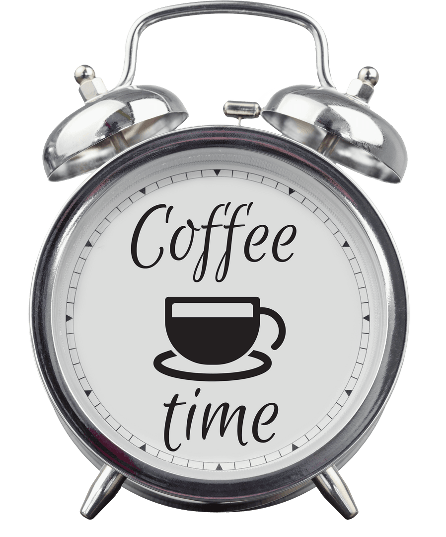 Transparent Coffee Time Text on Vintage Clock Illustration