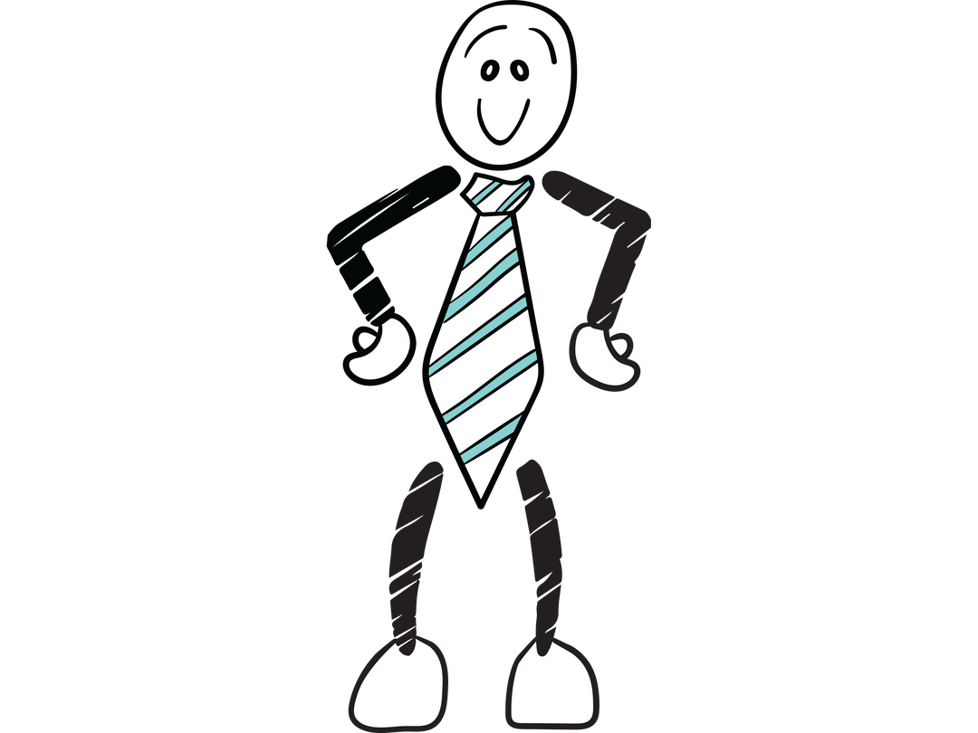 Transparent Joyful Cartoon Character in Tie Illustration - Download Free Stock Images Pikwizard.com