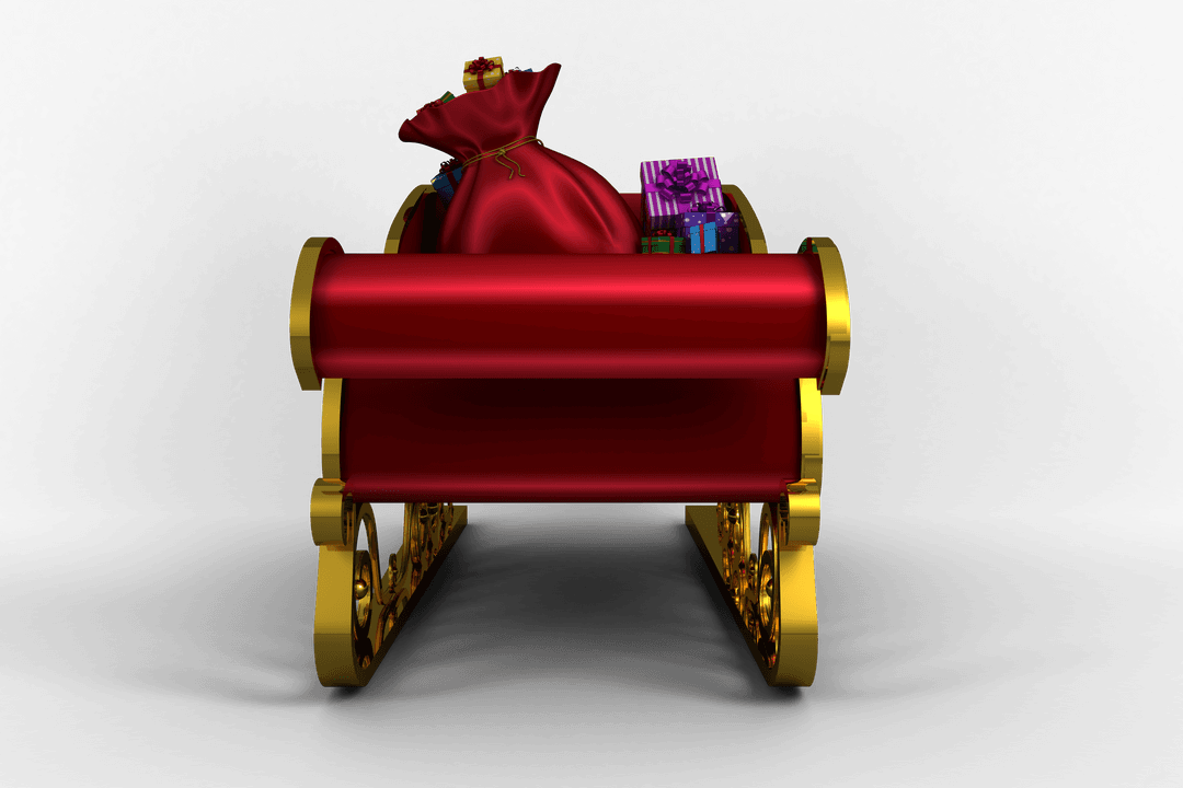 Santa Claus Sleigh Illustration on Transparent Background